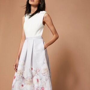 Ted Baker White Pleated A-Line Dress